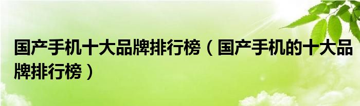 国内手机品牌排行榜-
国产手机十大品牌排行榜：/真我、华为/海信/OPPO等